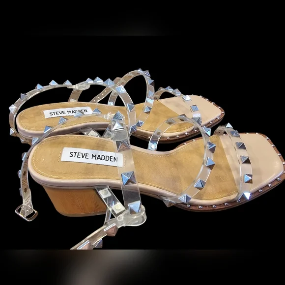 Steve‎ Madden Tan Studded Women's Sandals Size 7.5 - Picture 3 of 7